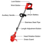 Jwdj Battery Powered Weed Eater Edger Lawn Tool Cordless Trimmers Lawn Edger String Trimmer with Batteries & Replace Blades for Yard Garden,red
